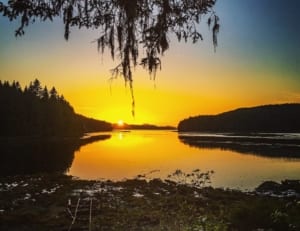 Photo of an Admiralty Island Sunset after a Full Day of Salmon Fishing in Alaska