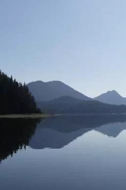 Alaska bay and mountains.