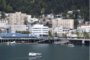 A nice picture of Juneau, Alaska, during the day.